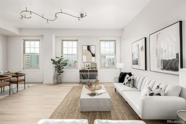 living room with hardwood / wood-style floors