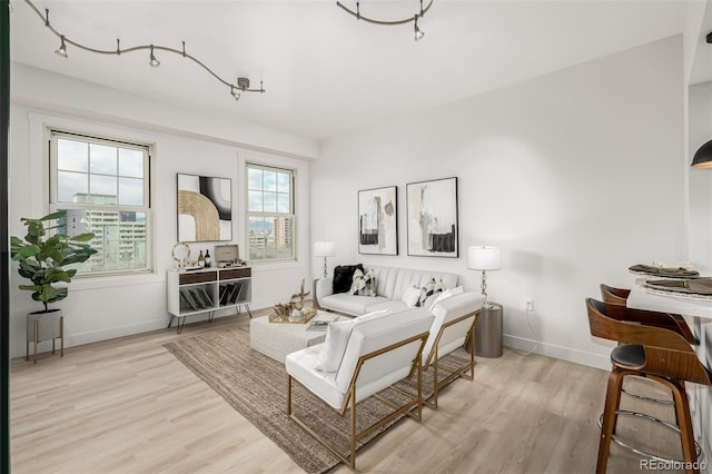 living room with light hardwood / wood-style floors