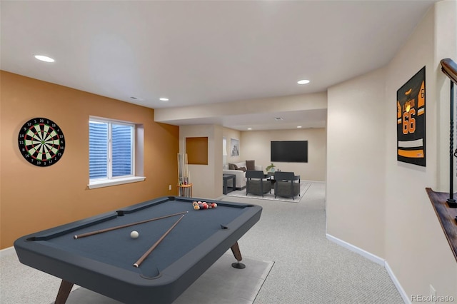 2132 Boise Ct, Longmont, CO 80504 - game room with carpet floors, billiards, recessed lighting, and baseboards