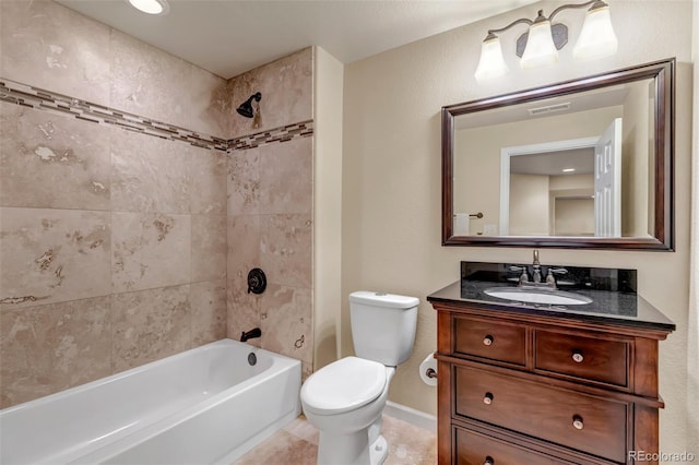 2132 Boise Ct, Longmont, CO 80504 - bathroom with toilet, vanity, and shower / tub combination