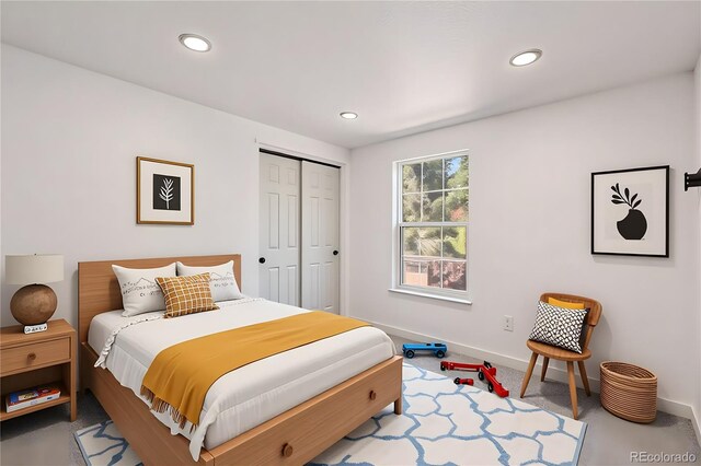 9948 King St, Westminster, CO 80031 - bedroom with recessed lighting, a closet, and carpet flooring
