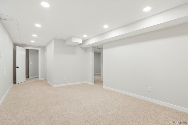 4682 Chatham St, Boulder, CO 80301 - finished below grade area featuring recessed lighting, light carpet, and baseboards