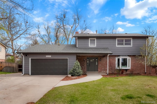 4682 Chatham St, Boulder, CO 80301 - traditional-style house with a garage, driveway, a chimney, brick siding, and a shingled roof