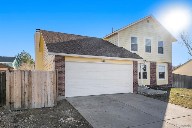 front facade with a garage