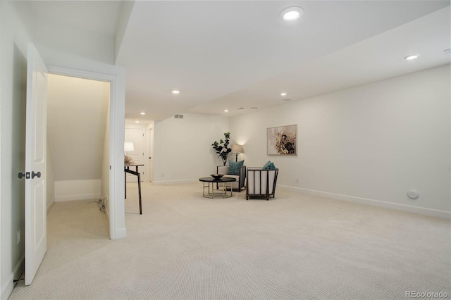 sitting room with light carpet