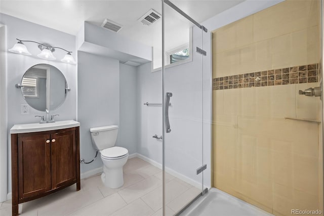6749 S Foresthill St, Littleton, CO 80120 - bathroom featuring a stall shower, vanity, and tile patterned floors