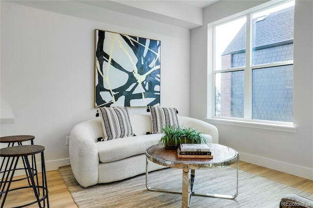 sitting room with hardwood / wood-style floors