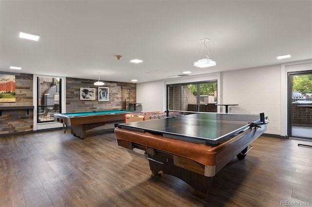 game room featuring billiards and wood finished floors