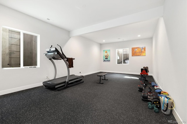 2221 Rim Ridge Dr, Castle Pines, CO 80108 - workout room featuring baseboards and recessed lighting