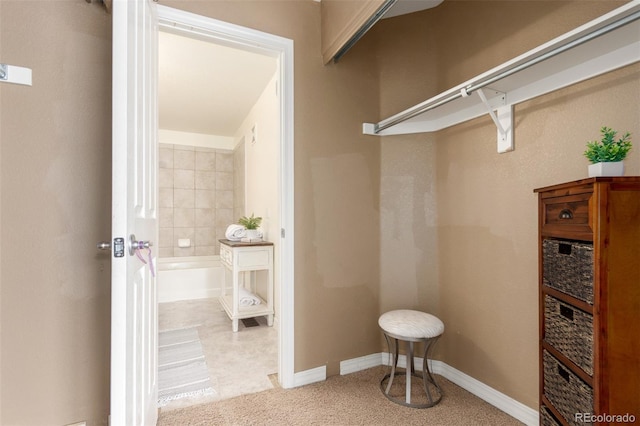 spacious closet featuring carpet