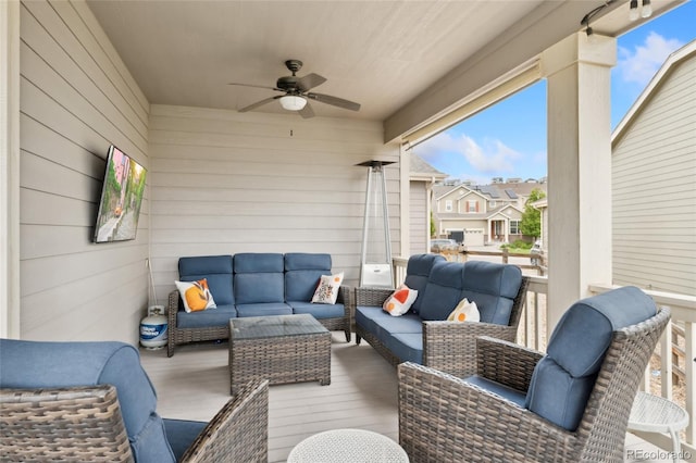 19316 W 84th Pl, Arvada, CO 80007 - view of patio / terrace featuring outdoor lounge area and ceiling fan