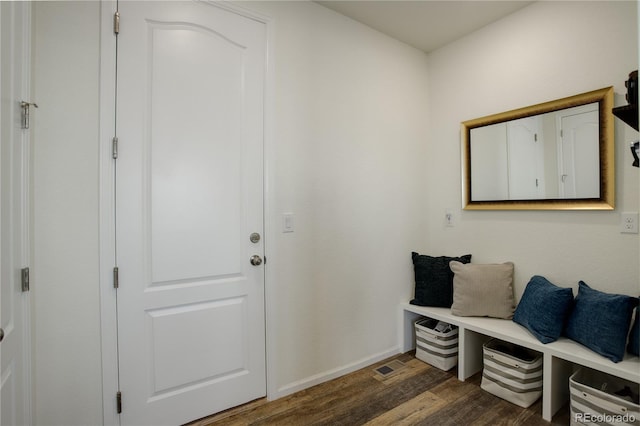 mudroom with dark wood-type flooring