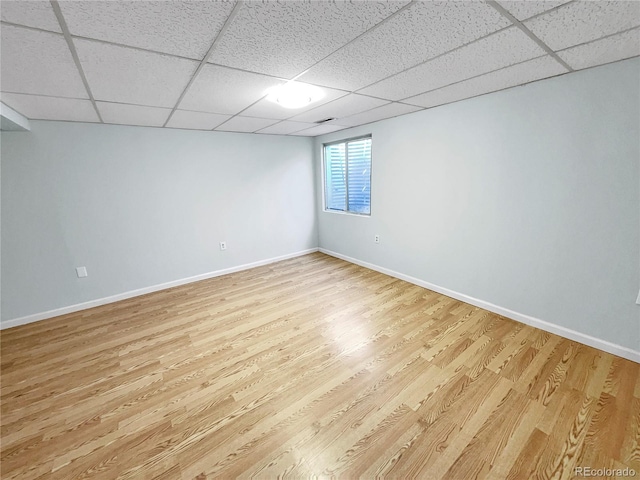 basement featuring light wood-type flooring