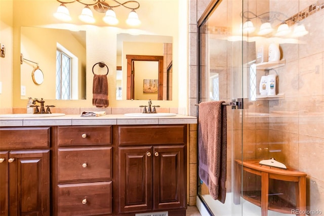 2891 Nugget Rd, Fairplay, CO 80440 - full bathroom with double vanity and a stall shower