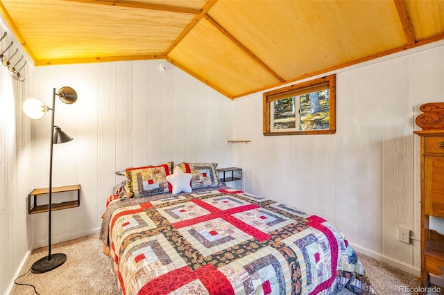 495 Georgia Pass, Jefferson, CO 80456 - carpeted bedroom featuring vaulted ceiling, wood ceiling, and wooden walls