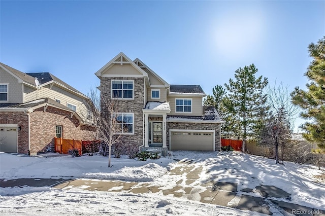 view of front of house with a garage