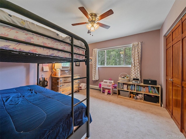 7585 Native Dancer Trl, Evergreen, CO 80439 - bedroom with carpet, a closet, and a ceiling fan