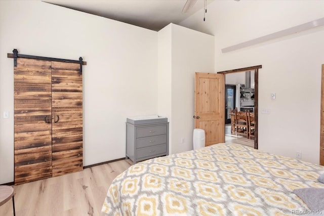 bedroom with light hardwood / wood-style floors