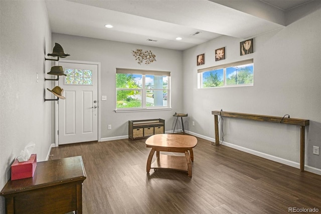 7956 Osage St, Denver, CO 80221 - foyer entrance featuring wood finished floors, plenty of natural light, and recessed lighting