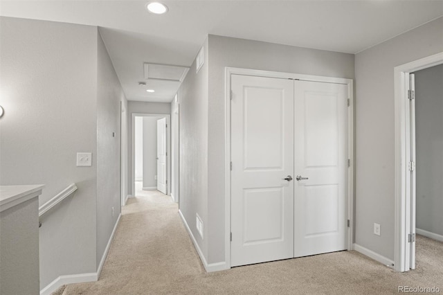 7956 Osage St, Denver, CO 80221 - corridor featuring carpet, recessed lighting, and attic access