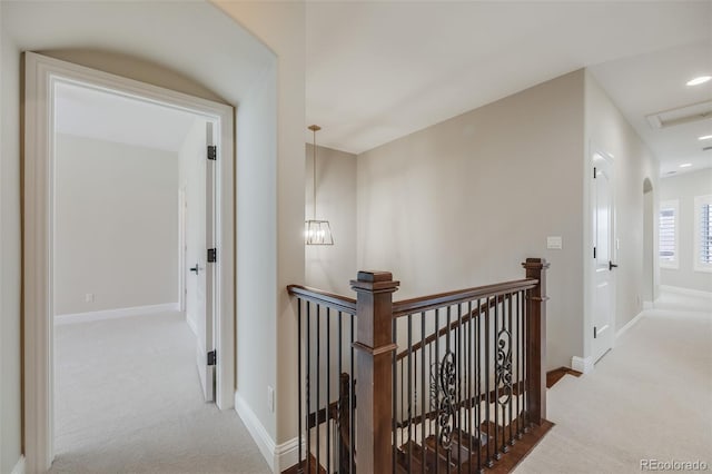 2362 Spruce Way, Denver, CO 80238 - hall with carpet, an upstairs landing, and baseboards
