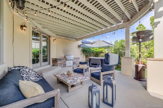 2362 Spruce Way, Denver, CO 80238 - view of patio / terrace with an outdoor kitchen, outdoor lounge area, and french doors