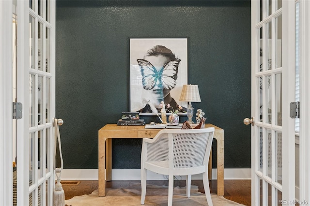 3881 Zenobia St, Denver, CO 80212 - home office featuring french doors and a textured wall