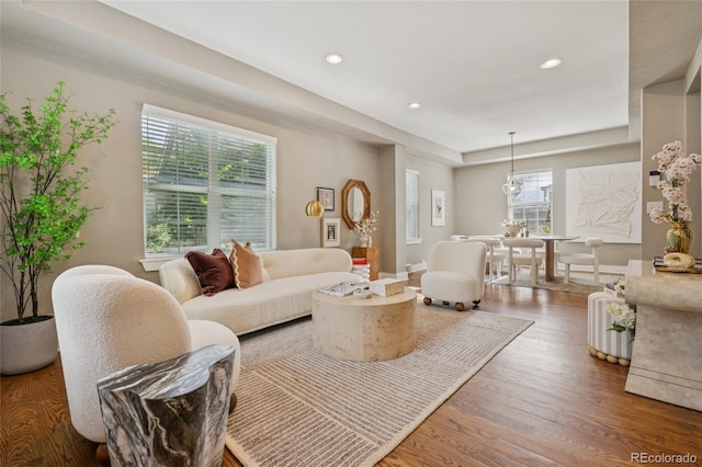 3881 Zenobia St, Denver, CO 80212 - living room with wood finished floors and recessed lighting