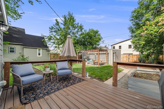 3881 Zenobia St, Denver, CO 80212 - wooden terrace with a fenced backyard and a vegetable garden