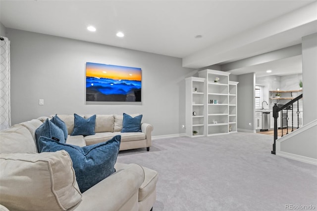 3041 Starling Ct, Castle Rock, CO 80109 - living room with baseboards, recessed lighting, and carpet flooring
