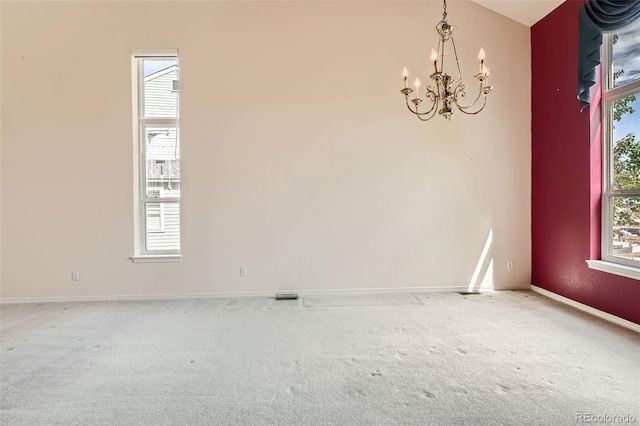 2561 Cactus Bluff Pl, Highlands Ranch, CO 80129 - spare room featuring a chandelier and carpet