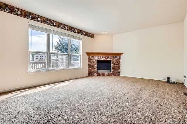 2561 Cactus Bluff Pl, Highlands Ranch, CO 80129 - unfurnished living room featuring carpet floors and a fireplace