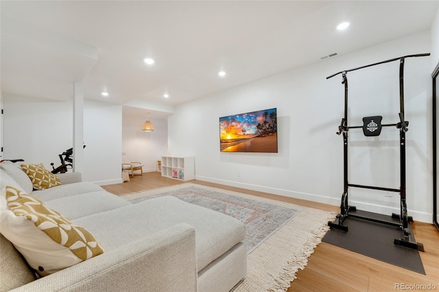 living room with wood-type flooring