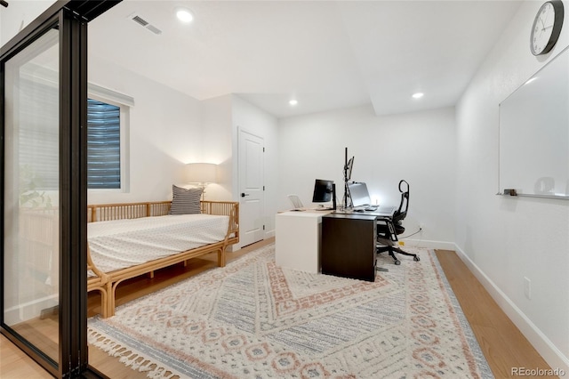 office area with light wood-type flooring