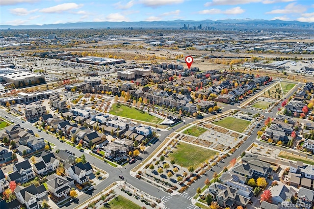 bird's eye view with a mountain view