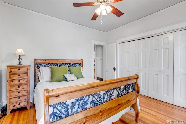285 S Williams St, Denver, CO 80209 - bedroom with a closet, a ceiling fan, and wood finished floors