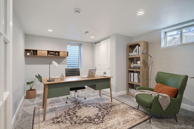 home office with plenty of natural light and baseboards