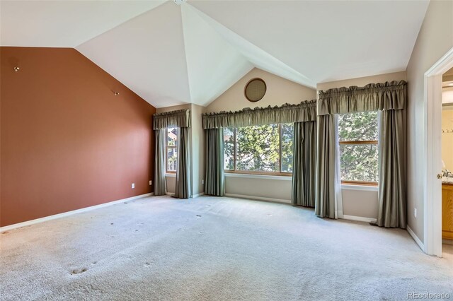 5305 W Lake Pl, Littleton, CO 80123 - unfurnished room with vaulted ceiling, baseboards, and carpet