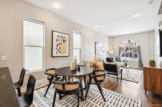 dining room with light hardwood / wood-style flooring