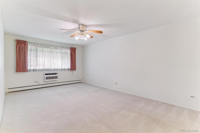 620 S Alton Way Unit 5B, Denver, CO 80247 - carpeted empty room with a baseboard radiator, ceiling fan, a wall mounted AC, and baseboards