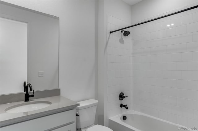 full bathroom with vanity, shower / bathtub combination, and toilet
