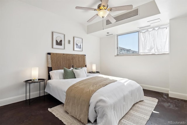 bedroom featuring ceiling fan