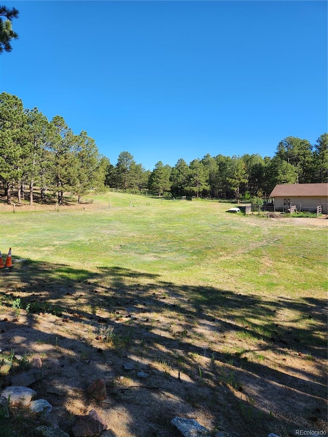 view of yard with a rural view