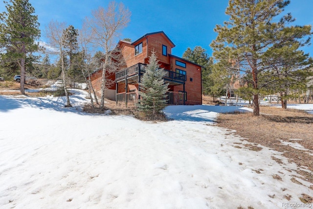 view of snow covered exterior