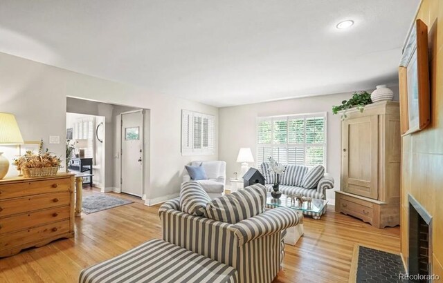 6235 E 6th Avenue Parkway, Denver, CO 80220 - living room featuring light wood finished floors and baseboards