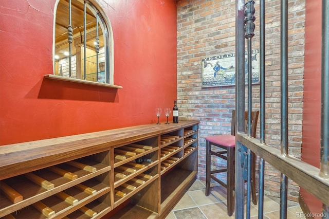 wine room with brick wall