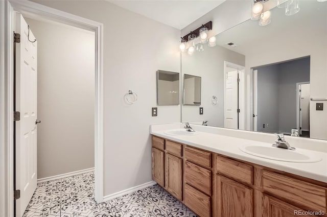 bathroom featuring vanity and tile patterned floors