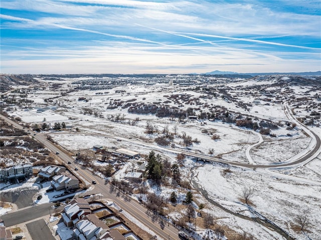 567 Lake Gulch Rd, Castle Rock, CO 80104 - snowy aerial view featuring a mountain view