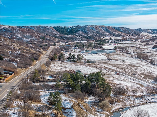 567 Lake Gulch Rd, Castle Rock, CO 80104 - snowy aerial view with a mountain view