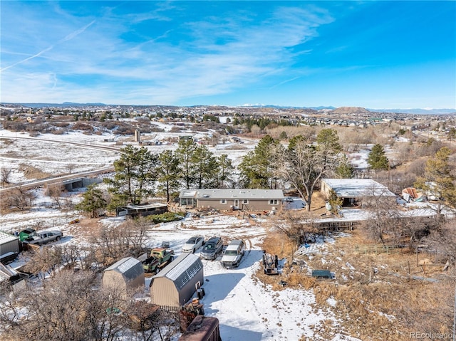 567 Lake Gulch Rd, Castle Rock, CO 80104 - snowy aerial view featuring a mountain view